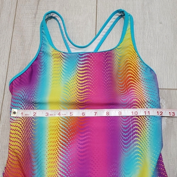 Speedo Girl's One Piece Swimwear, Sz 14, Multicolor Pink/Blue/Yellow - Picture 5 of 6